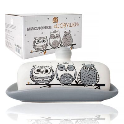 Масленка керамическая - Совы