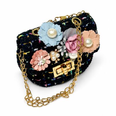 Black Confetti Textured Shoulder Bag