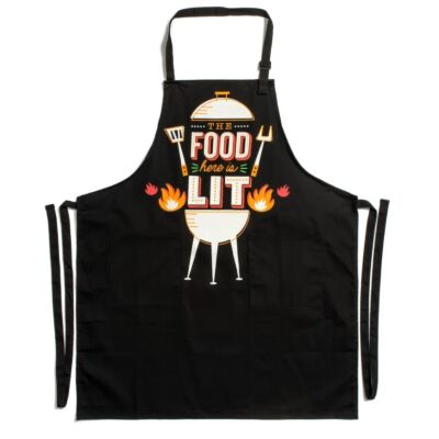 Фартук хлопковый с карманами - The Food Here Is Lit