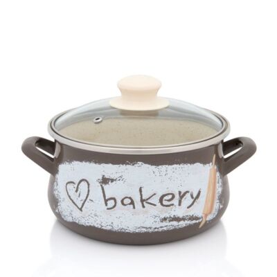 Кастрюля эмалированная со стеклянной крышкой – Love Bakery