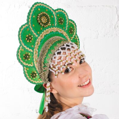 Кокошник &quot;Елена&quot; (зеленый)