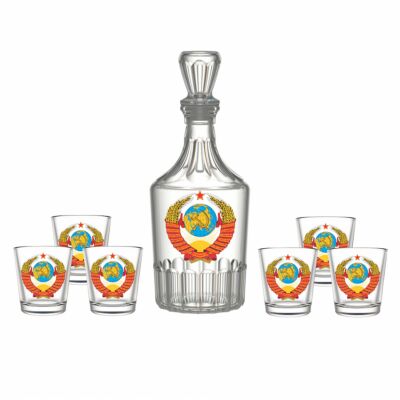 Набор стеклянный из графина и стопок – СССР, 7пр
