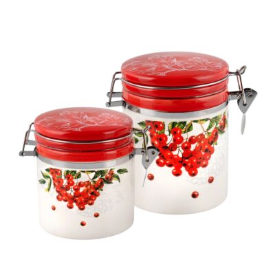 Набор керамических банок для хранения продуктов - Калина 2 шт.