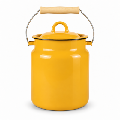 STPGoods Эмалированный бидон из стали с крышкой горчичного цвета 3,3 л / 3.5-Qt