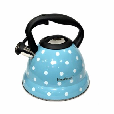 Stainless Steel Whistling Kettle Polka Dot Blue