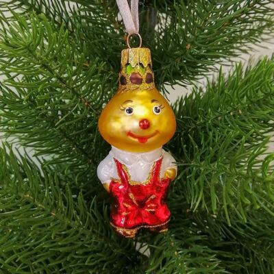 Ёлочная игрушка из стекла Чиполлино ручная роспись в коробке-дисплее 9 см / 3.5 in