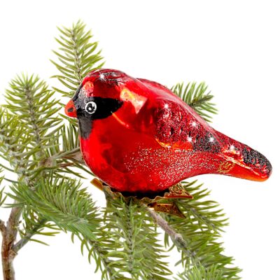 Christmas Glass Figurine Winter Red Bird