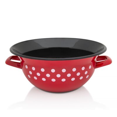 Миска эмалированная с ручками Горошек