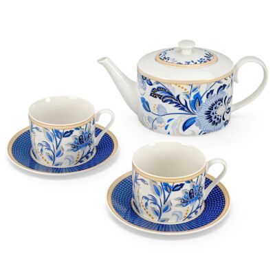 STPGoods Чайный набор в подарочной коробке из 5 предметов для 2-х человек – Melodie de Fleurs
