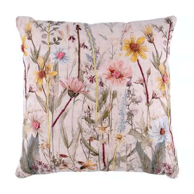 Spring Embroidered Cotton Throw Pillow