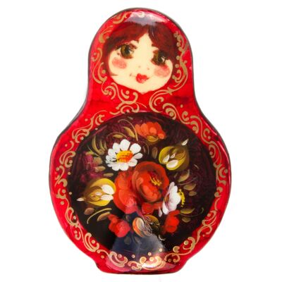 Деревянная брошь &quot;Матрешка&quot; (красная)