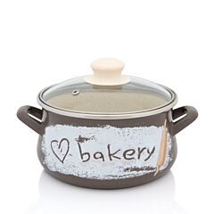 Кастрюля эмалированная со стеклянной крышкой – Love Bakery