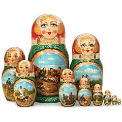 Матрешка "Охотники на привале" (10 мест)