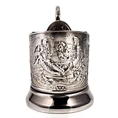 Подстаканник никелированный с чернью "Охотники"