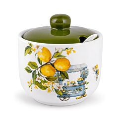 Сахарница керамическая с ложкой – Лимоны