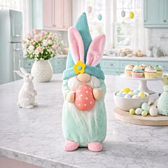 12'' Фигурка пасхальная - Гном с розовым пасхальным яйцом