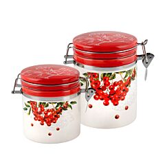 Набор керамических банок для хранения продуктов - Калина 2 шт.