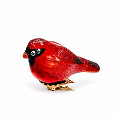 Glass Christmas Ornament Red Winter Bird Clip