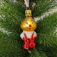 Ёлочная игрушка из стекла Чиполлино ручная роспись в коробке-дисплее 9 см / 3.5 in