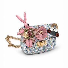 Confetti Mosaic Weave Blue Bunny Mini Purse 