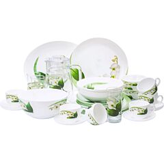 Столовый сервиз стеклянный из 46 пр на 6 персон – Diwali White Orchid