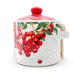 Банка для меда керамическая с крышкой и ложкой - Калина