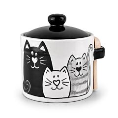 Банка для меда керамическая с крышкой и ложкой - Котята