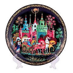 Тарелка-панно декоративная – Палех. Золотой петушок