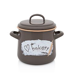 Кастрюля эмалированная глубокая с крышкой Love Bakery