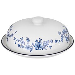 Сервировочное блюдо с крышкой керамическое – Синие цветы