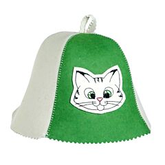 Шапка для сауны детская "Котенок". Войлок (цвет: бело-зеленый)