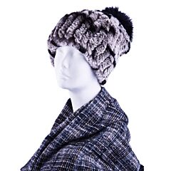 Шапка из меха кролика серая