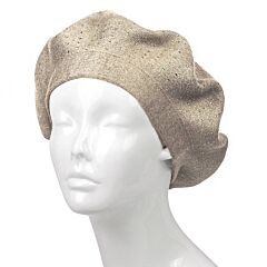 Песочный вязаный берет со стразами